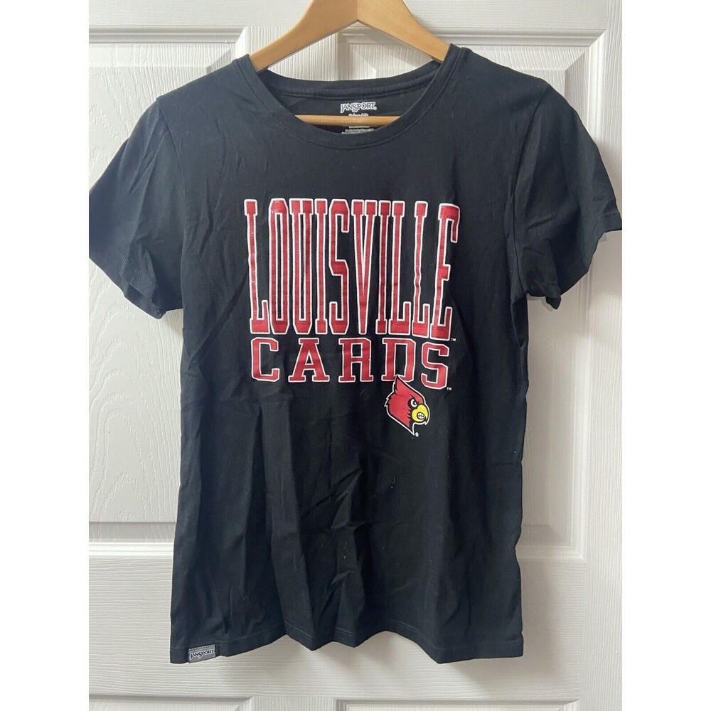 Louisville Cards T-shirt Womens Medium Black Relaxed Fit Soft Graphic Print